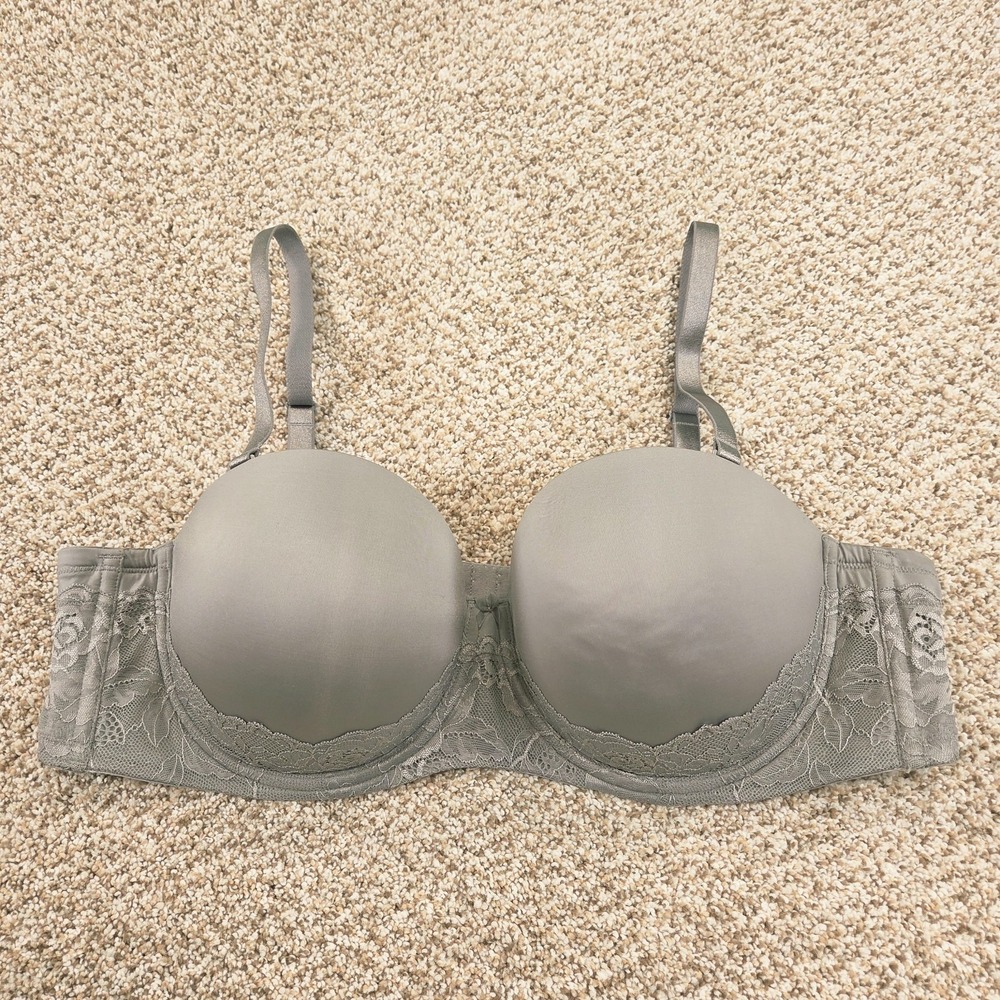 Torrid Bombshell Everyday Strapless Boost Bra Size 38C Gray Multiway
